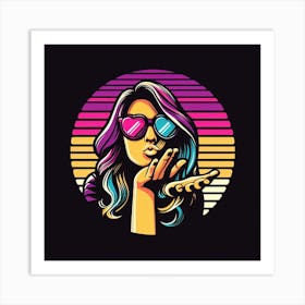 Retro Girl In Sunglasses 2 Art Print