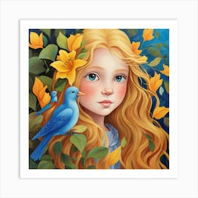 Little Blue Bird Art Print