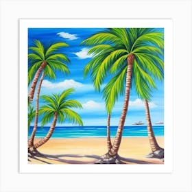 Palm Trees On The Beach 6 Art Print