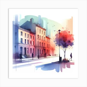 Watercolor Of A City 5 Art Print