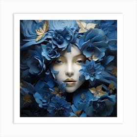 Blue Flower Head Art Print