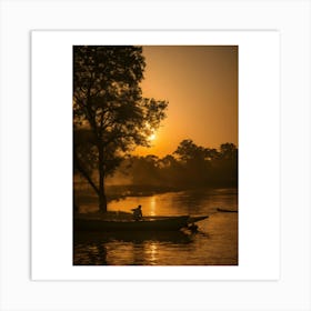 Sunset On The River Art Print