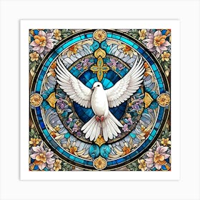 Stained Glass Christian Holy Dove Art Print