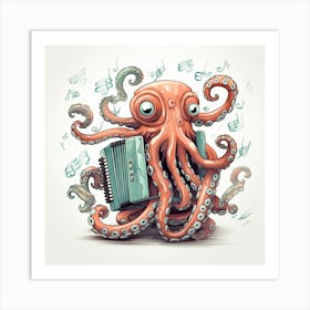 Octopus Playing Accordion Art Print