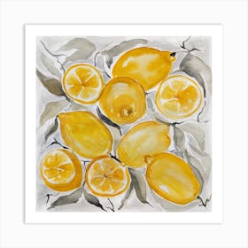 Watercolor painting of lemons Art Print