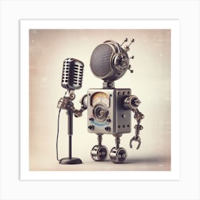 Robot With Microphone Art Print