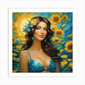 Sunflower Girlgg Art Print