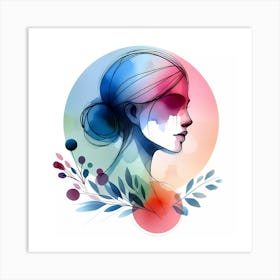 Watercolor Portrait Of A Woman 6 Art Print