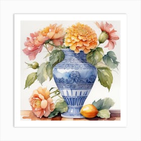 blue Flower Vase 21 Art Print