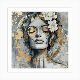 Gold And White Painting Art Print