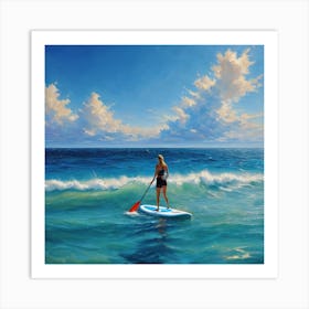 Paddle Boarding In The Ocean Art Print