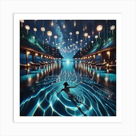 Night At The Pool Art Print