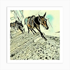 Donkeys En Route Print Art Print