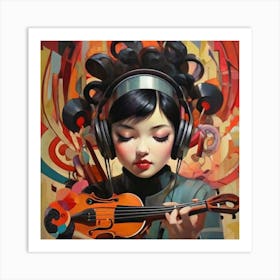 Asian Girl Playing Violin Art Print