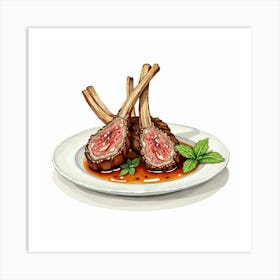 Lamb Chops On A Plate 1 Art Print