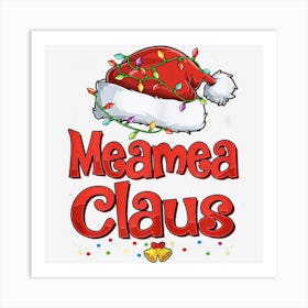 Womens Cute Meamea Claus With Santa Hat Christmas Lights Women Art Print