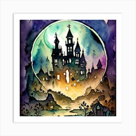 Land Of Otherworldly Dreams Fantasy Magic Watercolor Art Print