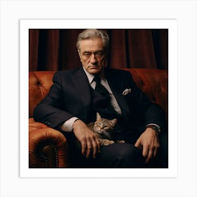 Man With A Cat Art Print