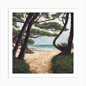 Beautiful Beach And Trees Arrouond 231462094 1 Art Print