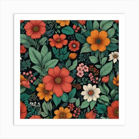 Floral Seamless Pattern Art Print