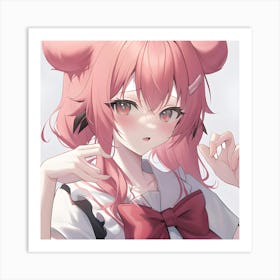 Pink Haired Girl Art Print