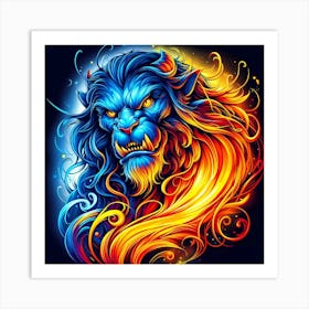 Lion Of Fire Art Print