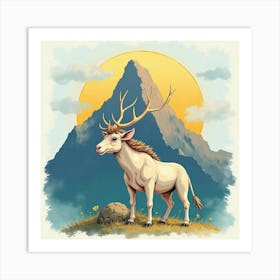 Watercolor Cyclops With A Mythical Mountain Backdrop 1 Art Print