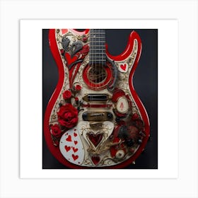 Heartstrings Monarchy: Queen of Hearts Guitar Elegance (27) Art Print