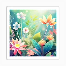 Fantasy flowers 1 Art Print