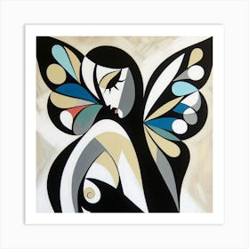 Dramatic Modern Abstract Butterfly Woman Art Print