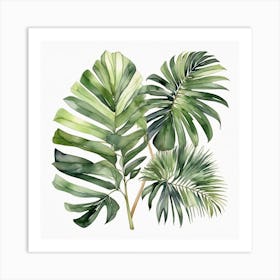 Green fan of palm leaves 7 Art Print