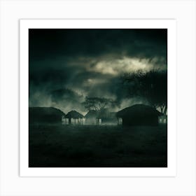 Dark Night In A Village Art Print