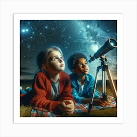 Young Gen Alphas Stargazing Art Print