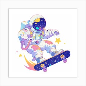 Astronaut Skateboarding 5 Art Print