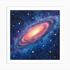 Cosmic Watercolor Artwork With Vibrant Star Fields 1 Art Print