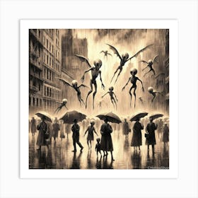 Aliens In The Rain Art Print