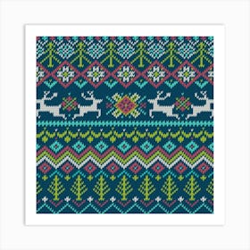 Christmas Knitted Pattern Art Print