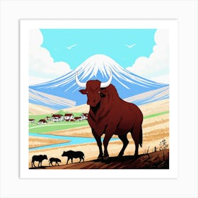 Bull In The Field 1 Art Print