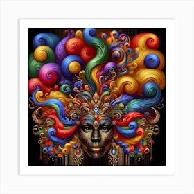 Colorful Afro Head Art Print