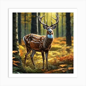 Deer In The Forest 122 Art Print