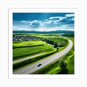 Nature Transportation City Summer Highway Expressway Grass Hill Traffic Country Up High G (5) Art Print