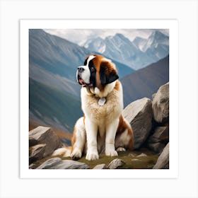 St Bernard Dog 67 Art Print