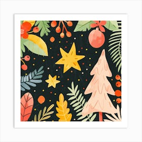 Thatworksmedia Christmas Colorful Holiday Decorations Star Art Print