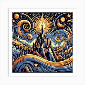 Night In Spirals Art Print