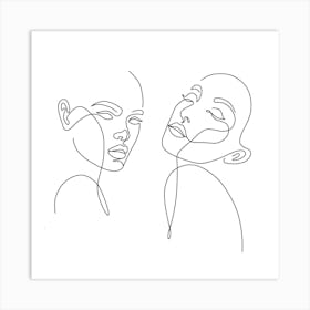 Line Drawing Of A Woman'S Face Art Print