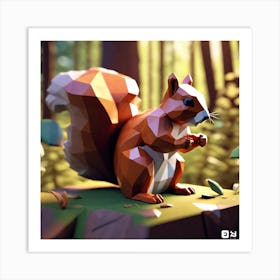 Low Poly Squirrel 1 Art Print