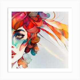 Woman_feathers Art Print