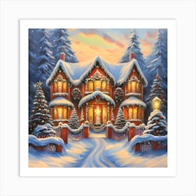 Gingerbread Mansion House (Winter 2023) Art Print