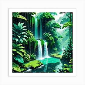 Waterfall In The Jungle Art Print