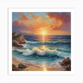 Sunset Over The Sea Art Print 1 Art Print